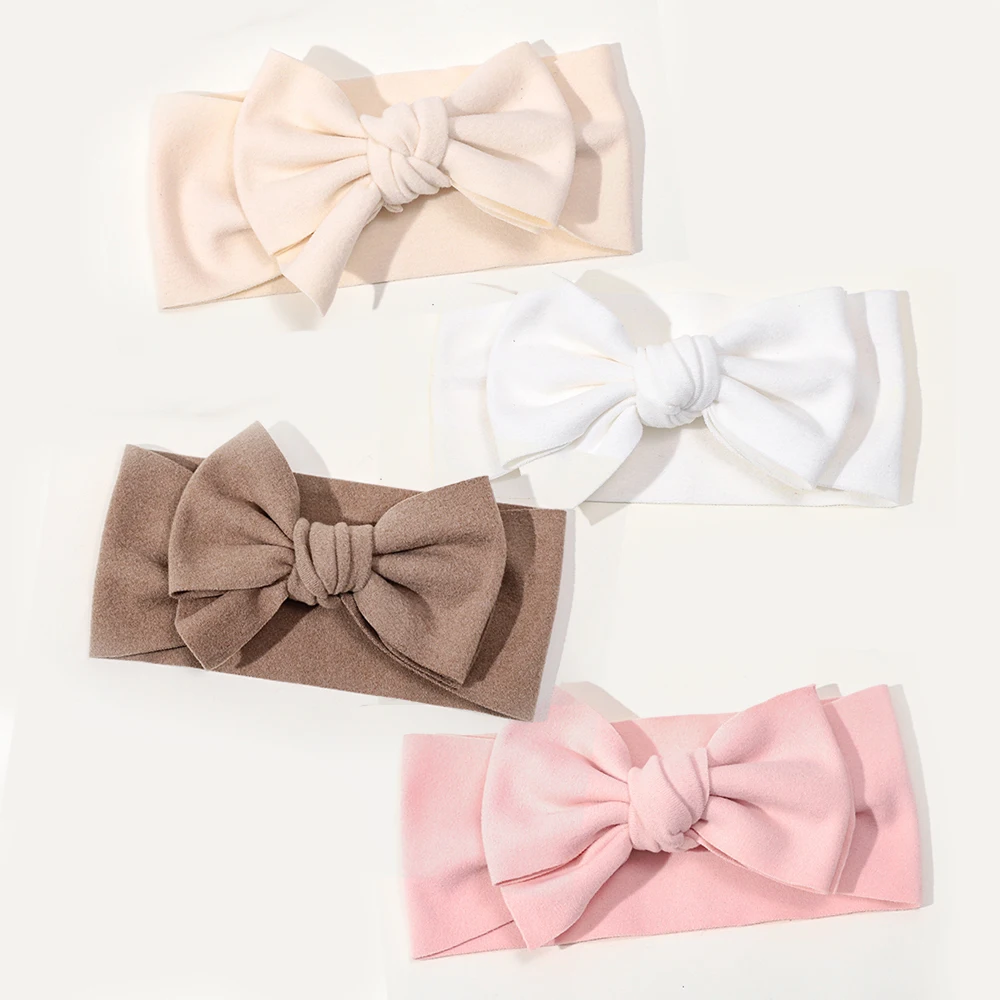 Velvet Knot Newborn Camel Headband Baby Girl Bowknot Turban Hair Accessories Twist Bow Headwrap Children Solid Headwear Hairband