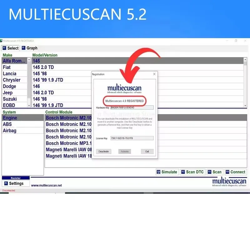 

Multiecuscan 5.2 for Fiat V5.2 Scanner Software Compatible with Fiat Chrysler Dodge Jeep Suzuki - 2025 Hot Sale Automotive Tool