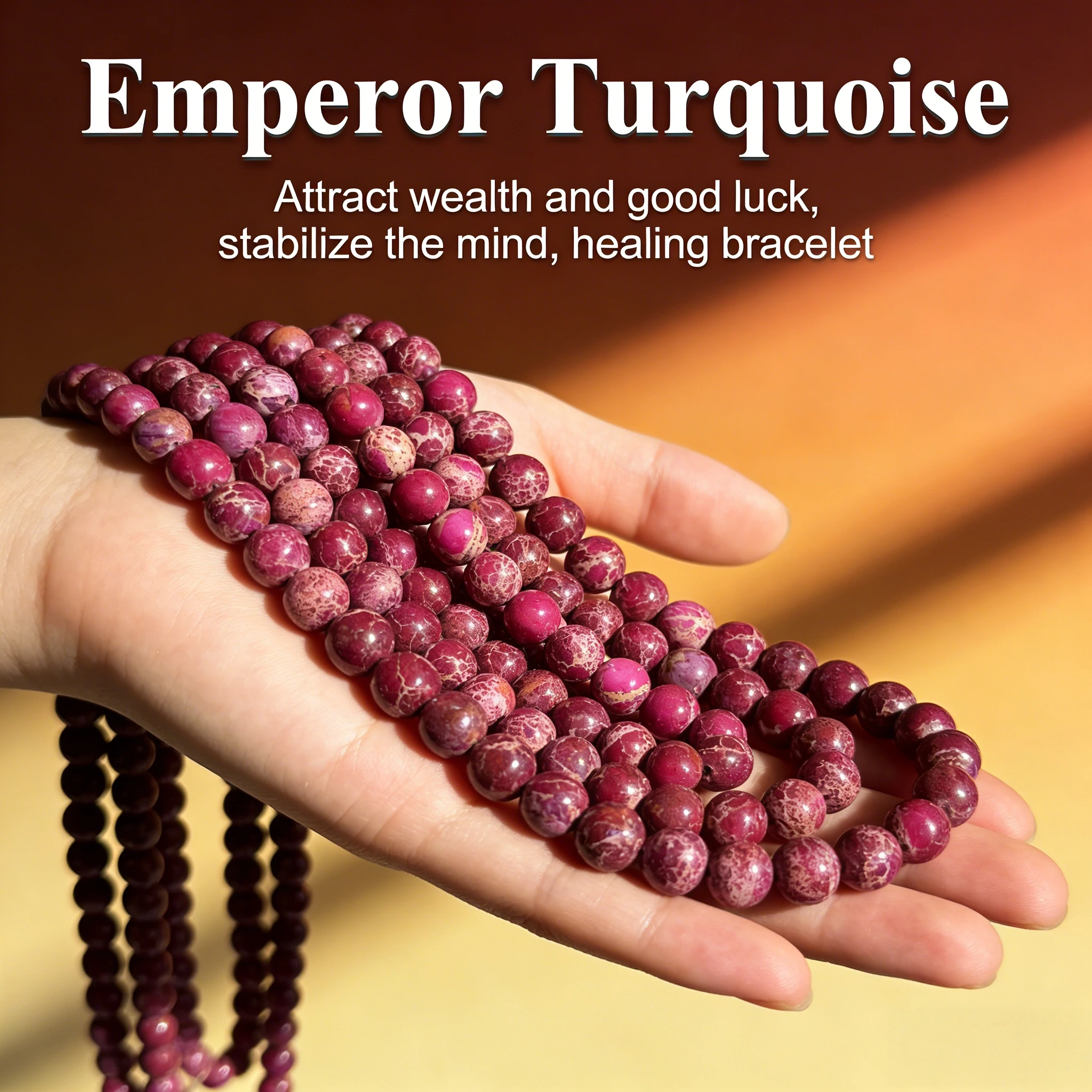 Cuentas de Turquesa Natural de 4, 6, 8 y 10 mm, Turquesa Emperador Rojo Vino, Cuentas Redondas Sueltas para Hacer Collares, Accesorios de Joyería DIY