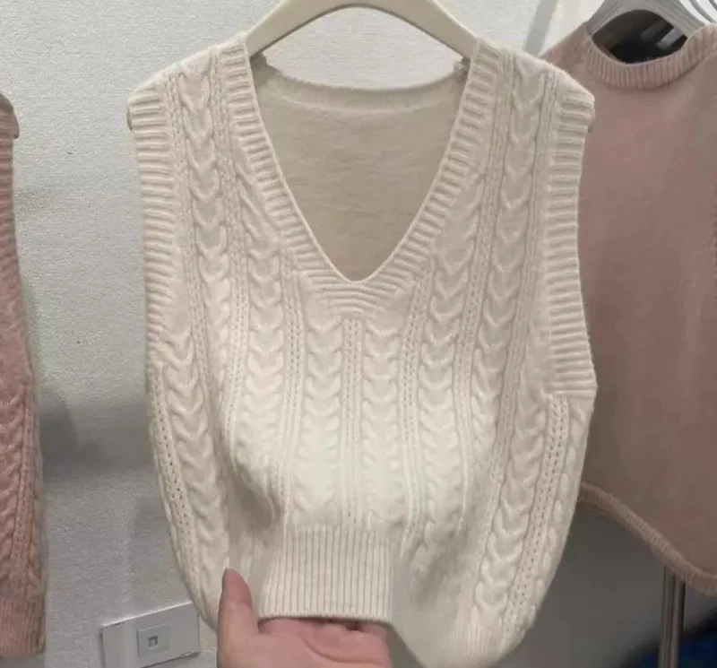 풀오버 니트 조끼 루즈핏 가을 신상 조끼 숏 스웨터 컬리지 조끼