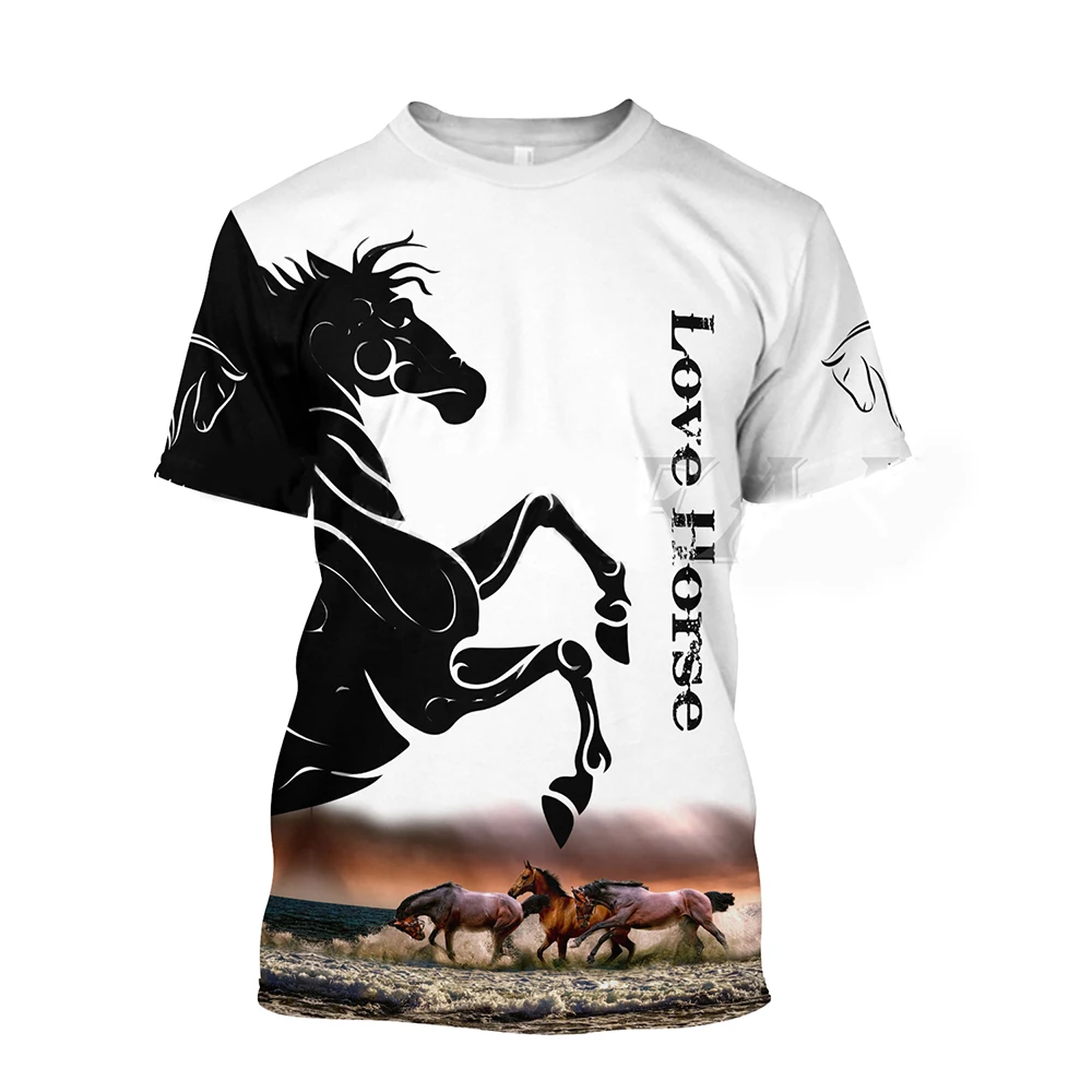 3D Printing Horse Shirt Unisex Fashion Women\'s Tee Shirt Large Loose O-Neck T-Shirt Casual Short Sleeve T Shirt Horse Clothes