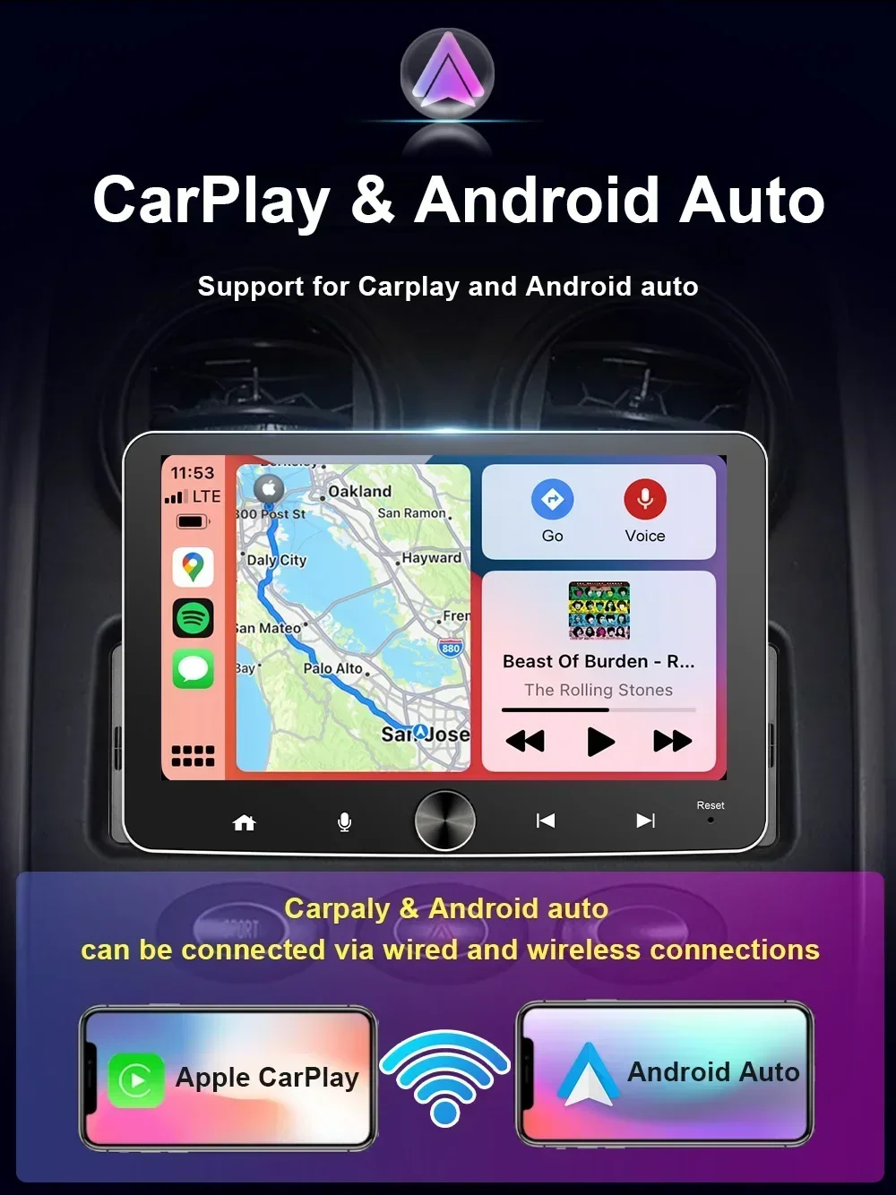 Single 1 Din 7 Inch Android Car multimedia Radio Player Android Auto CarPlay Navigation WIFI EQ MP5 Player BT Stereo Head unit