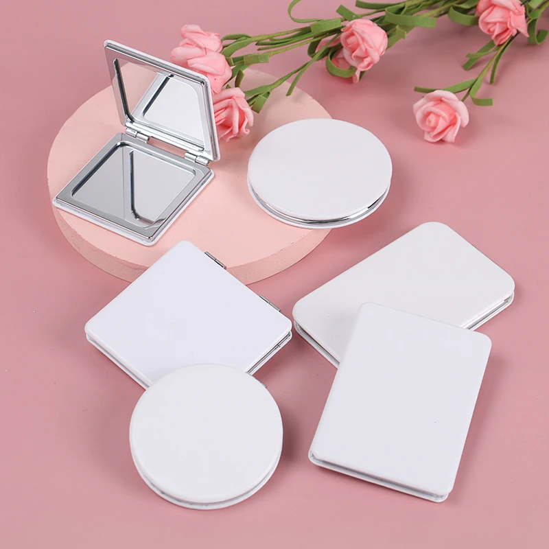 Miroir de maquillage portable en métal, étui rond, miroir de poche double face, accessoires, GU346