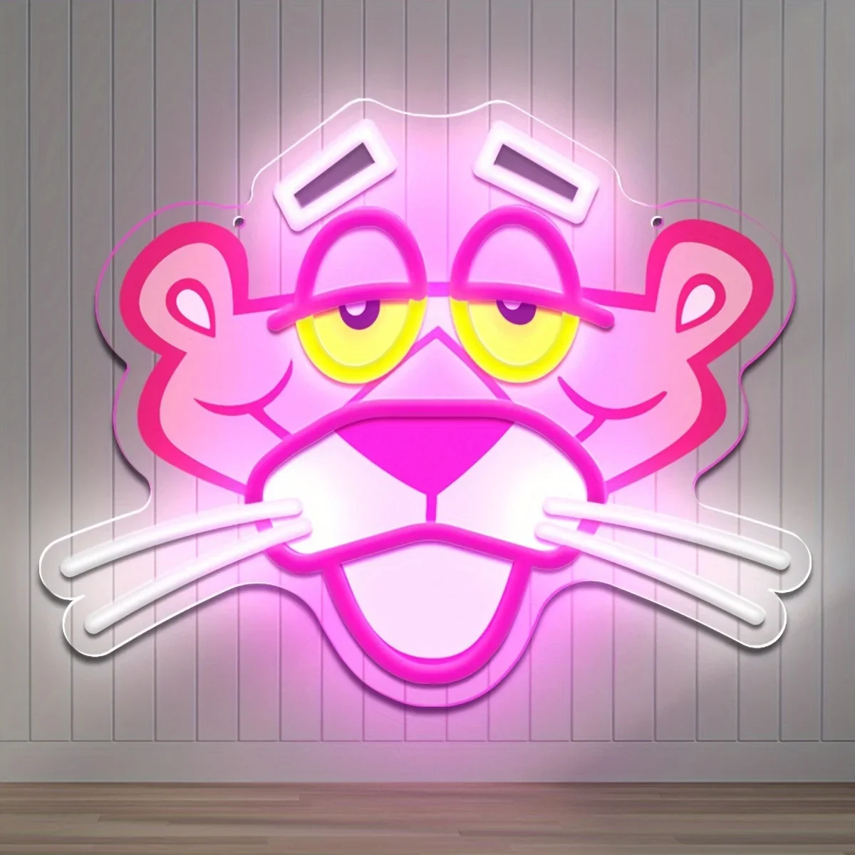 النمر الوردي النيون جدار ديكور فيلم الكرتون ضوء النيون لحفلة عيد ميلاد غرفة الطفل غرفة المعيشة بار ديكور هدية للطفل