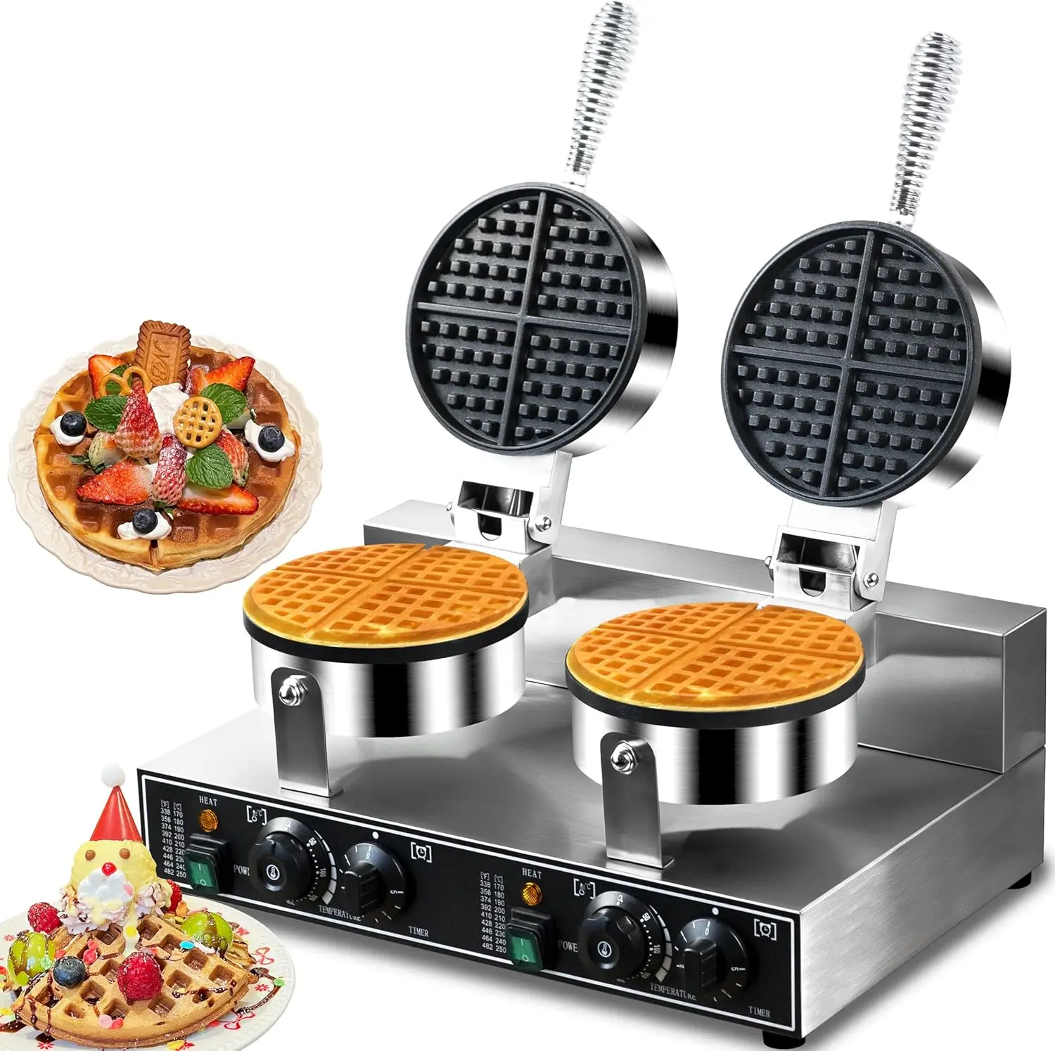 

Commercial Double Waffle Maker 2600W, Non-Stick Belgian Waffle Iron for Restaurant & Home Use