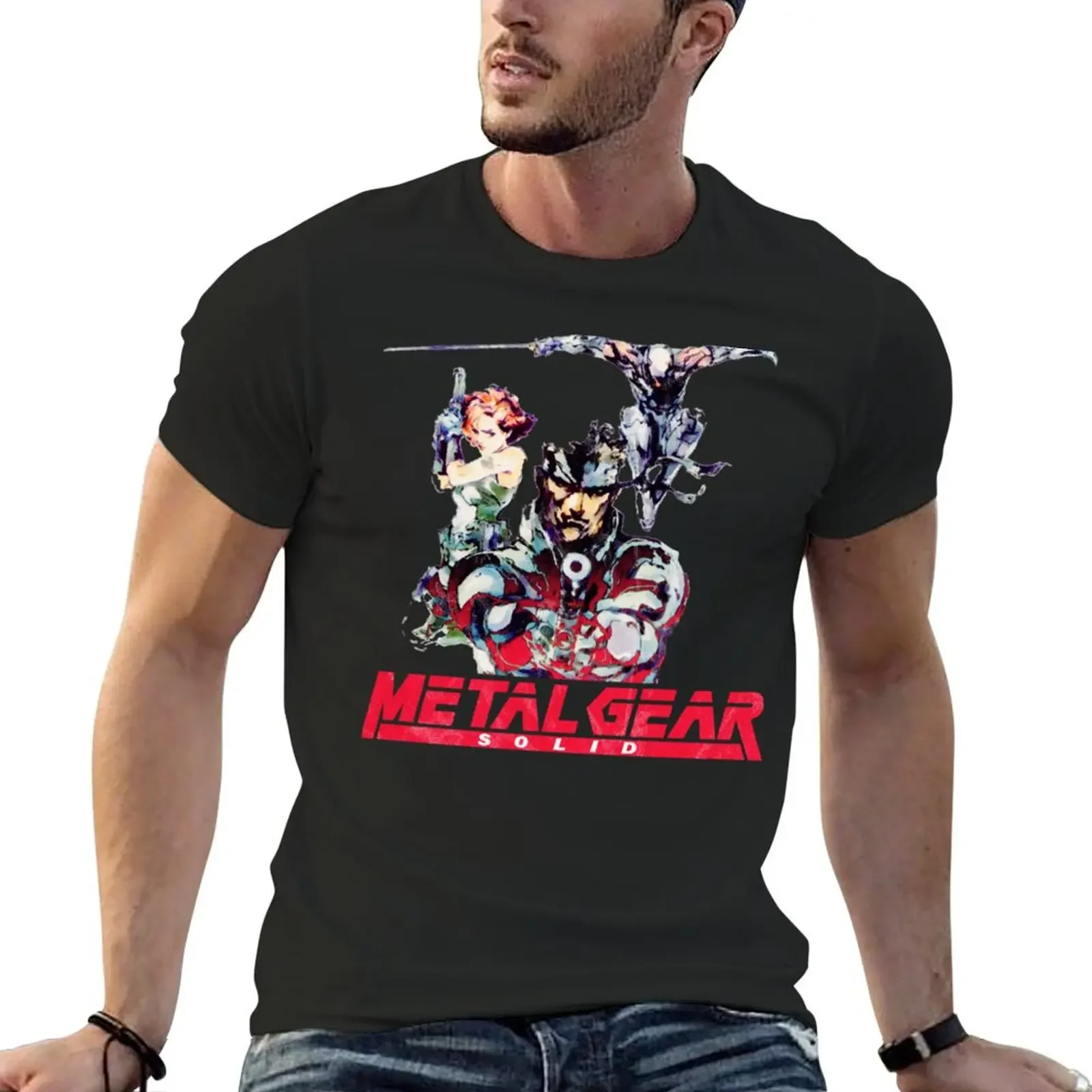 Retro Metal Gear Solid T-Shirt T-Shirt sweat shirts graphic t shirts for men cotton