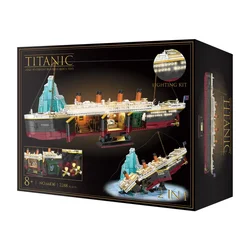 2288PCS Titanic Creative Luxury Cruise Ship Building Blocks Model MOC Idea Iceberg Ship Bricks Assembling Toys for Boys Gift Set