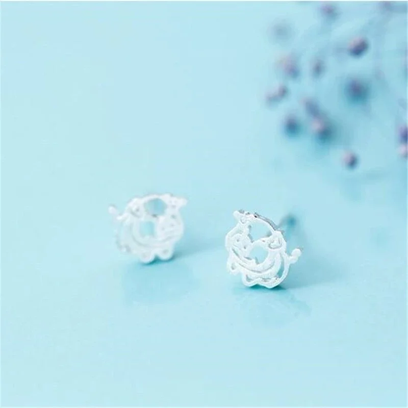 Uini Tail hot selling new 925 sterling silver Korean version fashionable hollowed out cute pig cute animal brushed earrings