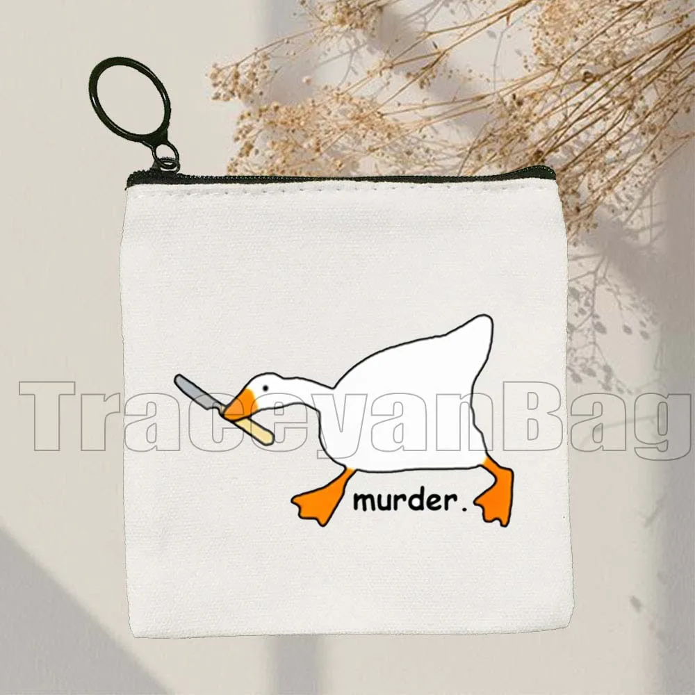 

Забавный Honk Untitled Goose Game Прекрасный мем Noot Duck Милый мультяшный животный Холст Кошелек для монет Сумка Квадратная сумка для ключей Сумка-кошелек