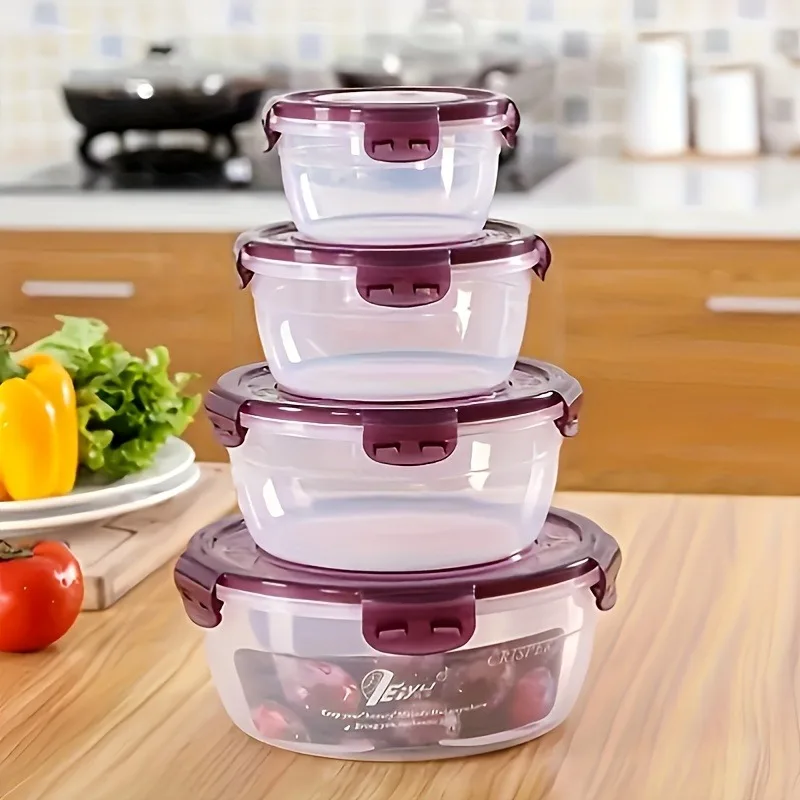 Vibrant 8-Piece Food Storage Set! Microwave-Safe Purple & Green Containers - Perfect for Meal Prep, Picnics & Fresh Storage.