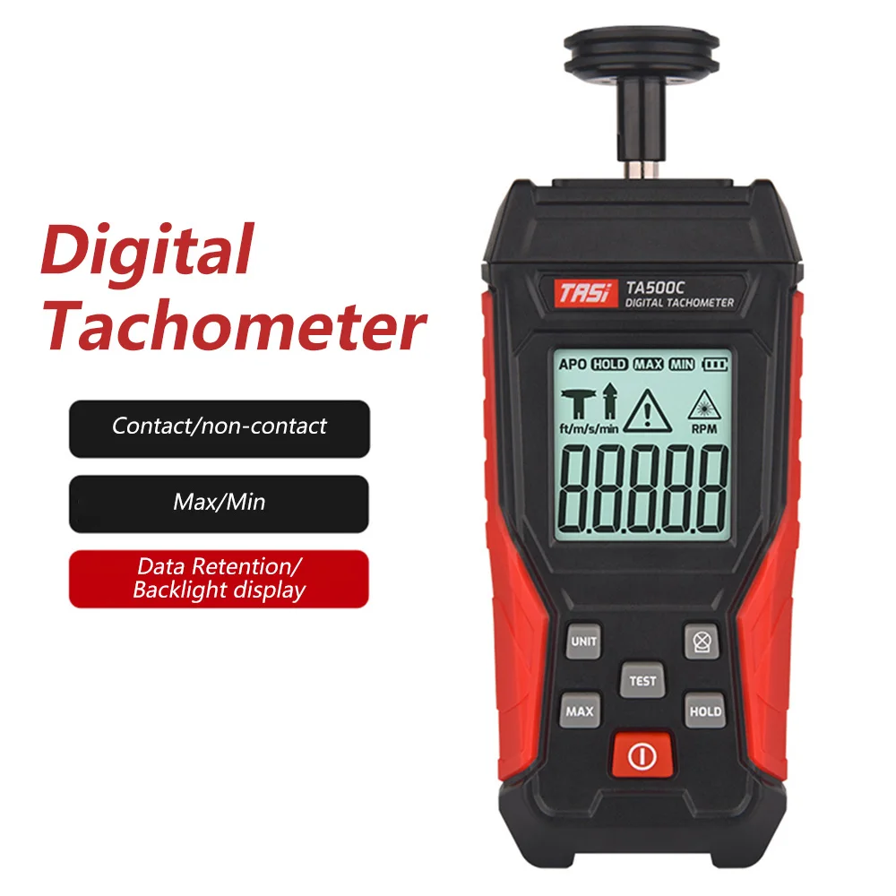 A500C Digitaler Laser-Tachometer 3~ 100000 RPM Rang Rpm Meter 2-in-1 Kontakt/Berührungslos Tacometro Hintergrundbeleuchtung Einheit Schalter Speedomet – Detail 2