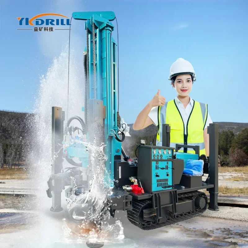 Crawler Hydraulic Water Well Drilling Rig 260 Meter Pneumatic     for Sale