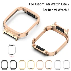 Metal kasa kapak için Xiaomi Mi izle Lite 2 / Redmi izle 2 çerçeve akıllı izle koruyucu aksesuarları 20mm genişlik kayış bağlamak