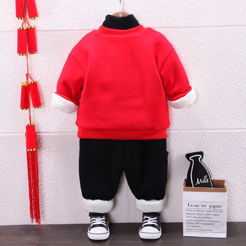 2023 Traditional Chinese 0-5Year Baby Boy Plush Thicken Casual Clothes New Autumn Winter Infant Girl Clothing Toddler Outfits