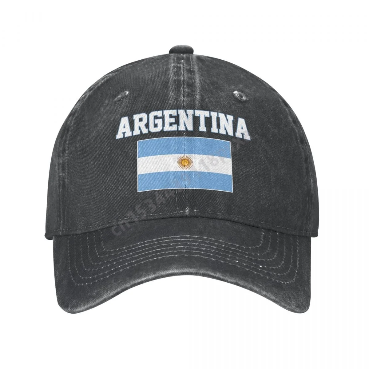 Unisex Adult Argentina Flag Argentinian Charcoal Washed Denim Baseball Cap Men Classic Vintage Cotton Dad Trucker Hat