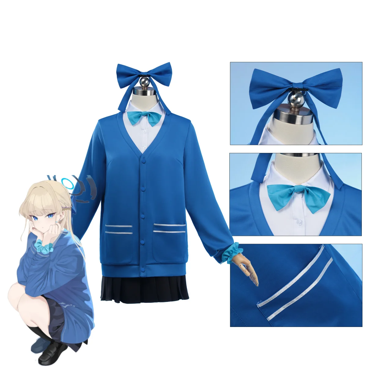 Juego archivo azul Asuma Toki disfraz de Cosplay uniforme japonés JK suéter abrigo falda mujer encantador traje de Carnaval de Navidad 2025