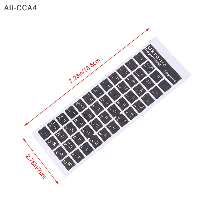 

1Pc Universal PC Laptop Keyboard Sticker Ukraine Language Black/Clear Background White Blue Red Black Letters Sticker For