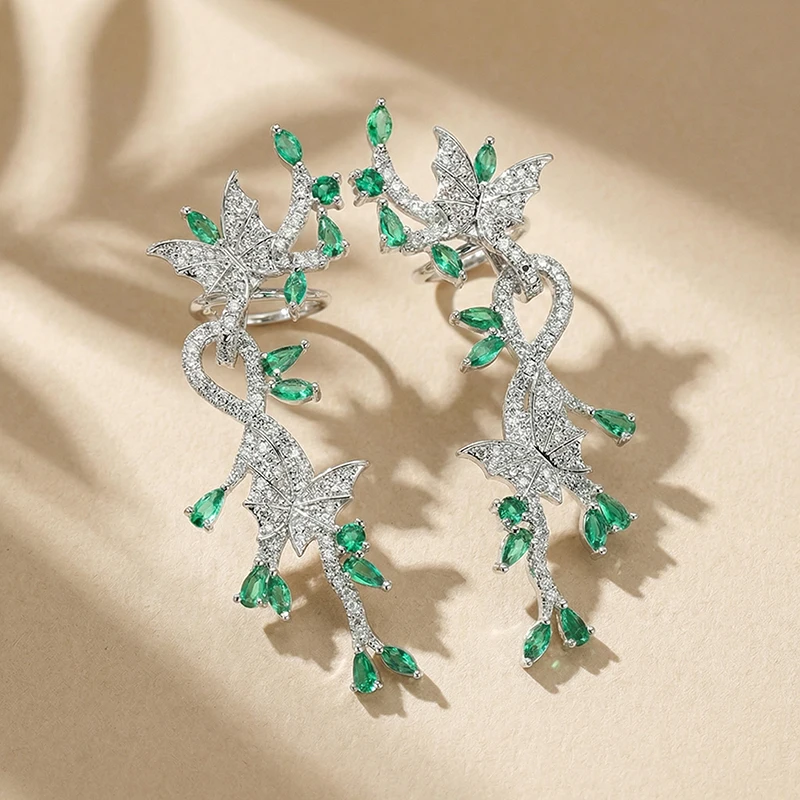 

Роскошные сверкающие хрустальные клипсы для ушей для женщин, с кубическим цирконием, в форме бабочки, цветка, листа, серьги-клипсы, украшения для свадьбы, вечеринки, подарок