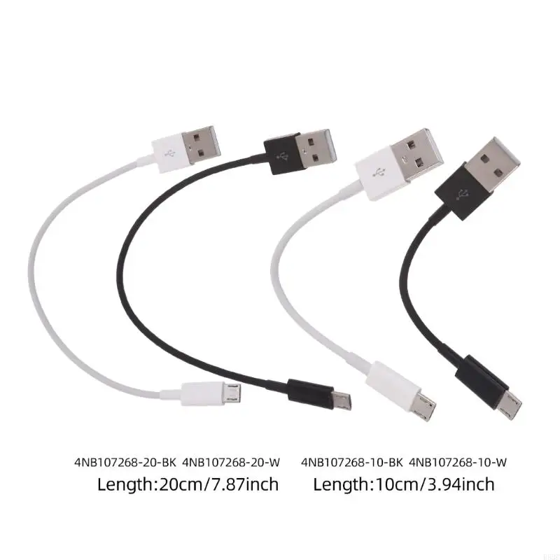 R53C Kabel USB Mikro 4/8 Inci Kabel Pendek USB Ke Kabel USB Mikro Kabel Sinkronisasi Data Pengisi Daya Cepat untuk Ponsel Laptop