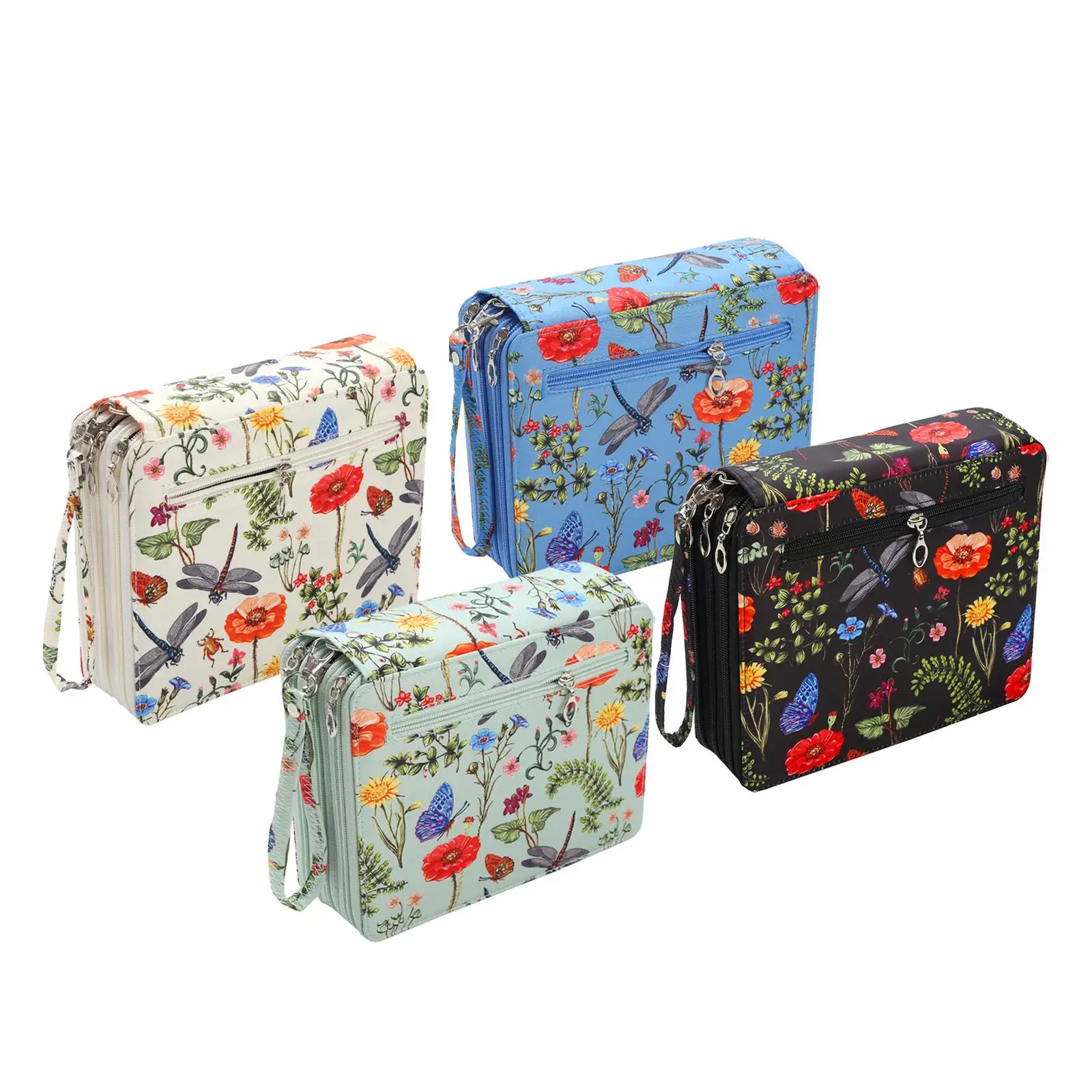 Pen Organizer, Watercolor Bag, Fabric Bag with 120 Compartments, Three Layers,