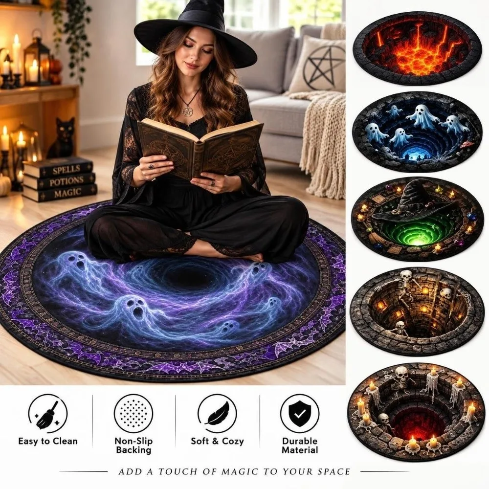 Crystal Velvet Halloween Area Rug 3D Special-shaped Horror Pattern Floor Mat Soft Atmosphere Decoration Entrance Carpet