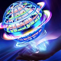 Flying Orb Ball Toy, Hand Controlled Hover Ball with LED Lights, 360° Rotating Boomerang Globe