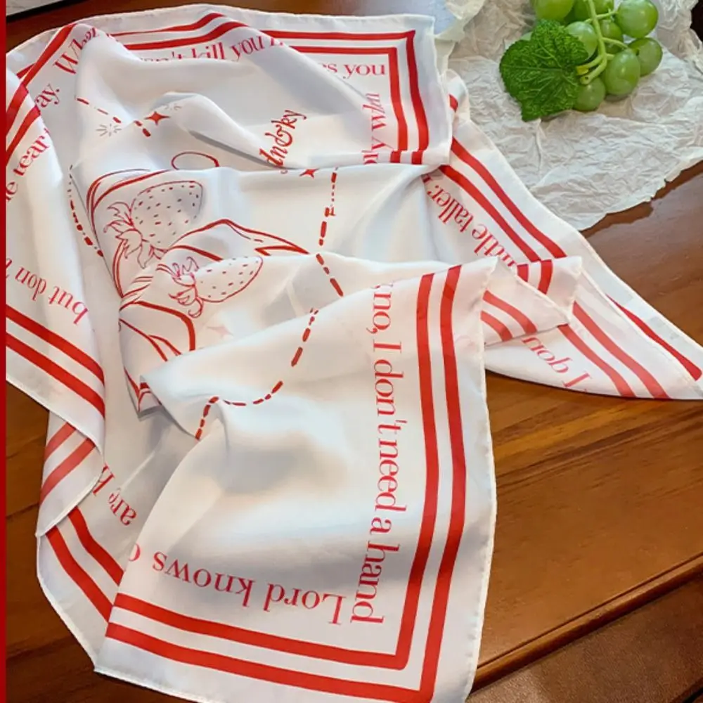 우아한 달콤한 Y2k 프린트 터번 보우 올 매치 프린트 헤드 스카프 가슴 스카프 넥 치프 작은 사각형 스카프 비치