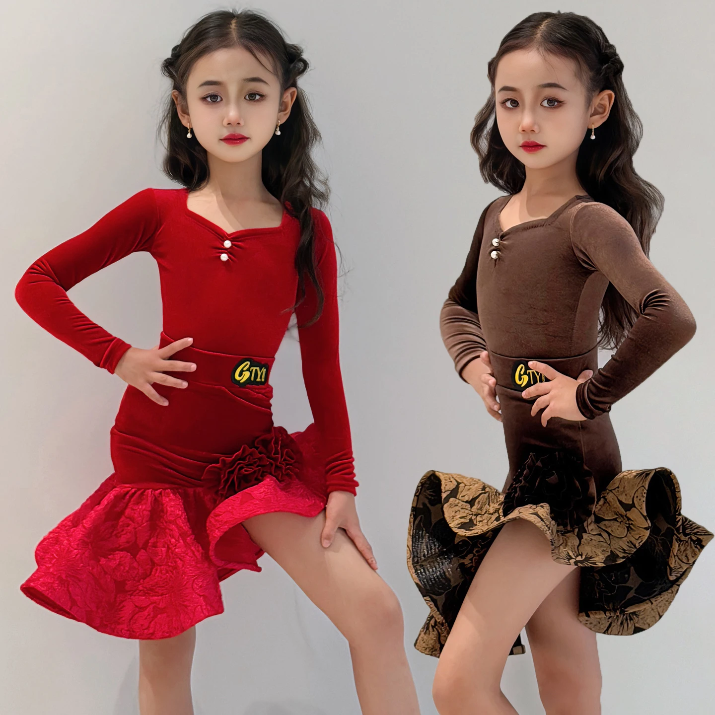 Traje de dança latina meninas salsa vestido de dança latina meninas vestido de salão padrão dança saia criança vestido de prática latina