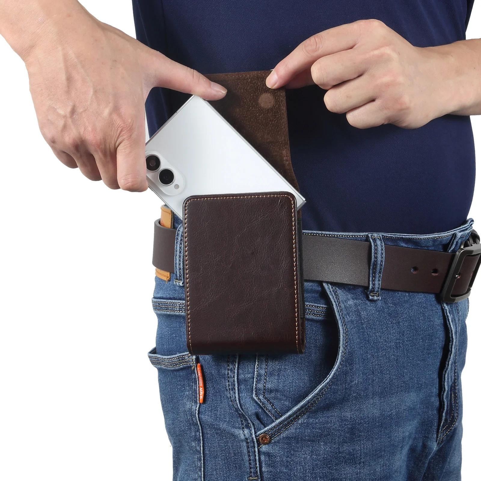 Phone Bag Pouch Genuine Leather Cover for Iphone Duo for Samsung Z Fold8 for Xiaomi Fold 8 Best Protection Case - view 4