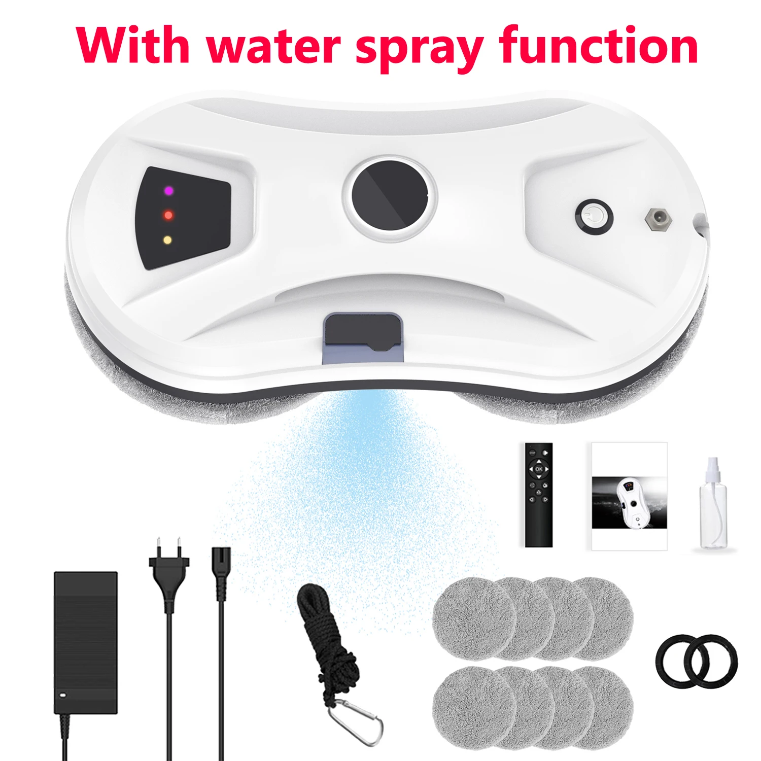 Robot de nettoyage de fenêtres automatique avec pulvérisation d'eau, robot intelligent électrique pour le nettoyage des vitres, nettoyage des vitres avec télécommande