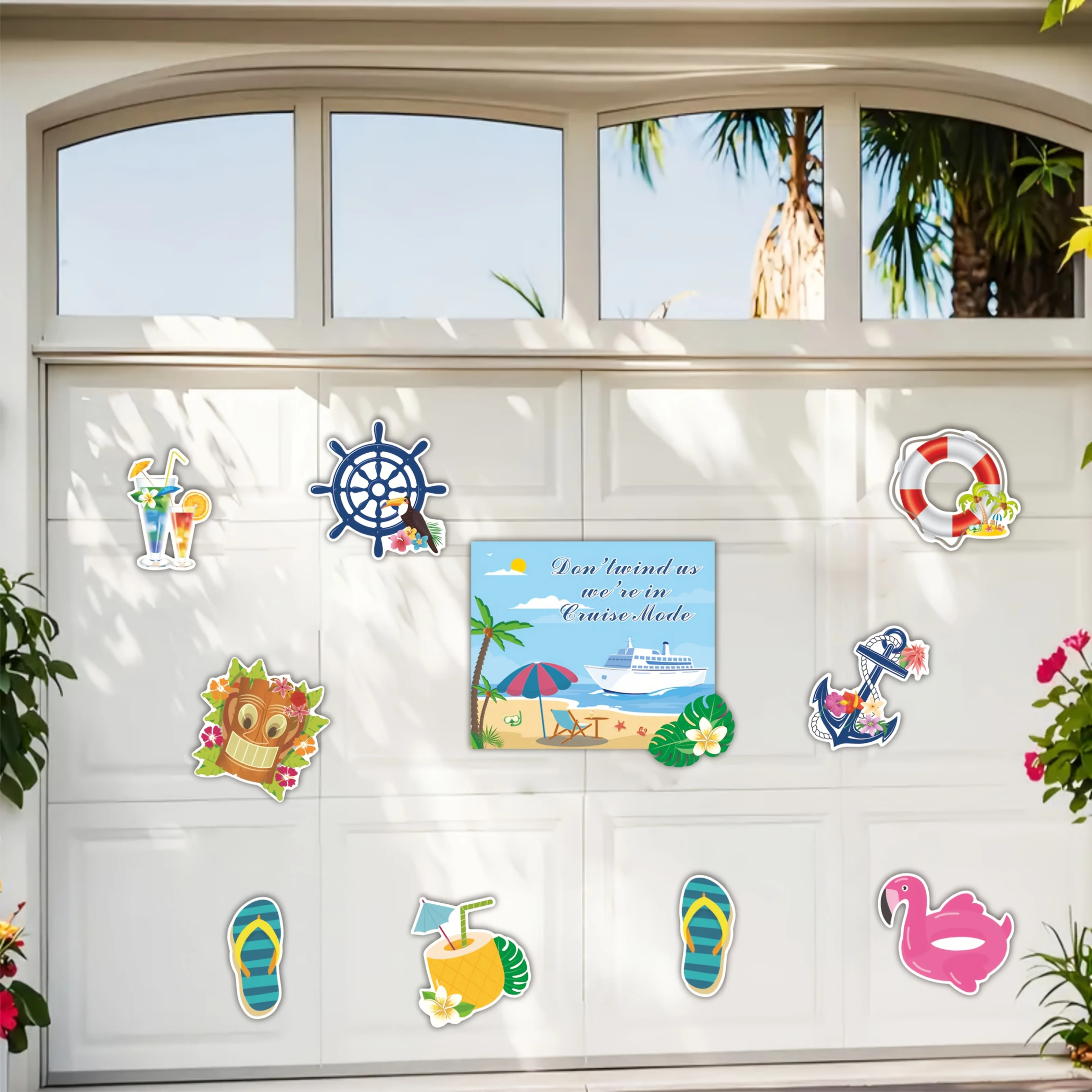 10pcs cruise themed door decorations, including slippers, rudder, and lifebuoy magnets, are usually suitable for decoration duri