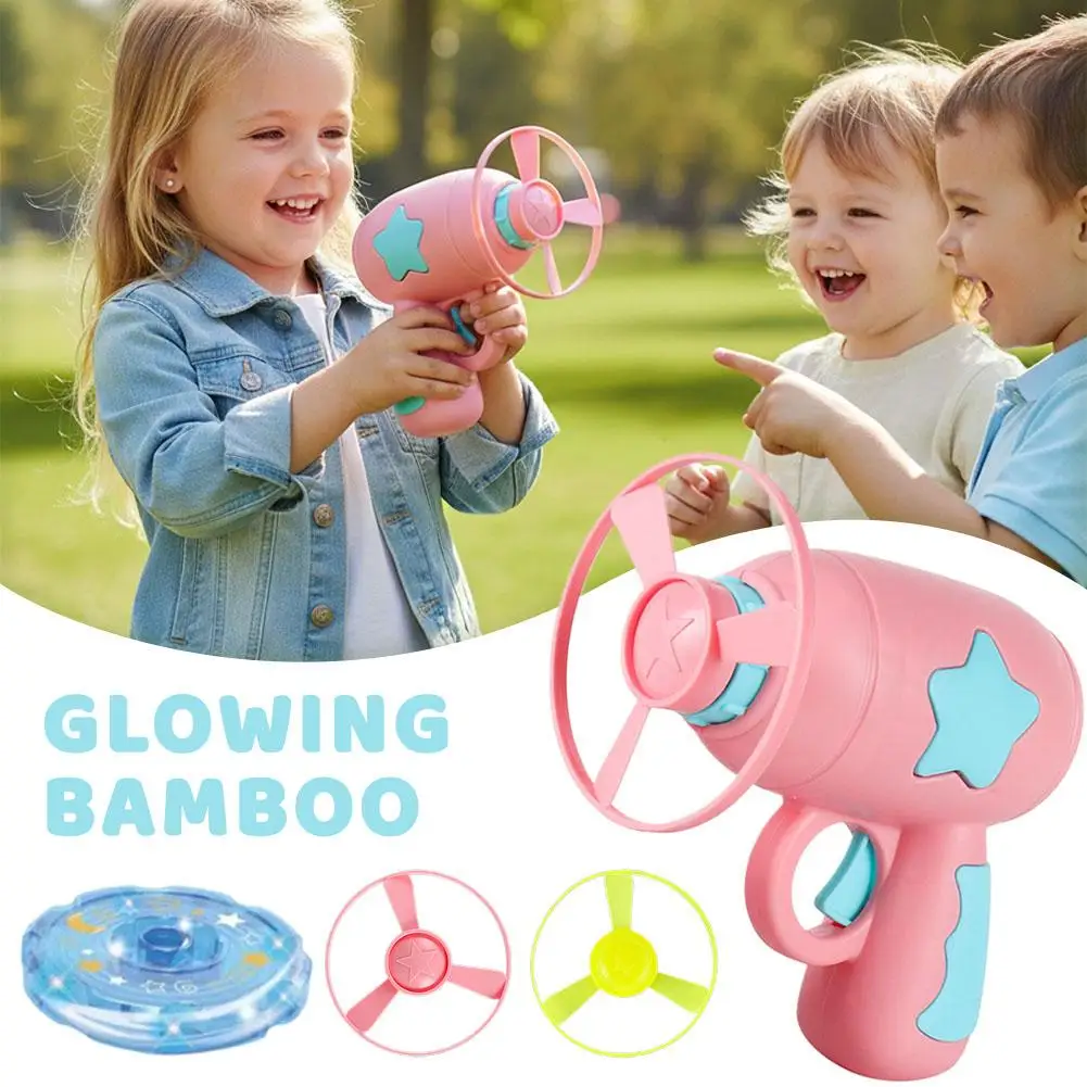 

Luminous Flying Saucer Toy Set Flash Rotating Disc Shooter Gun Cat Chase Exercise Toy Indoor Outdoor Game for Boys Girls 1Set