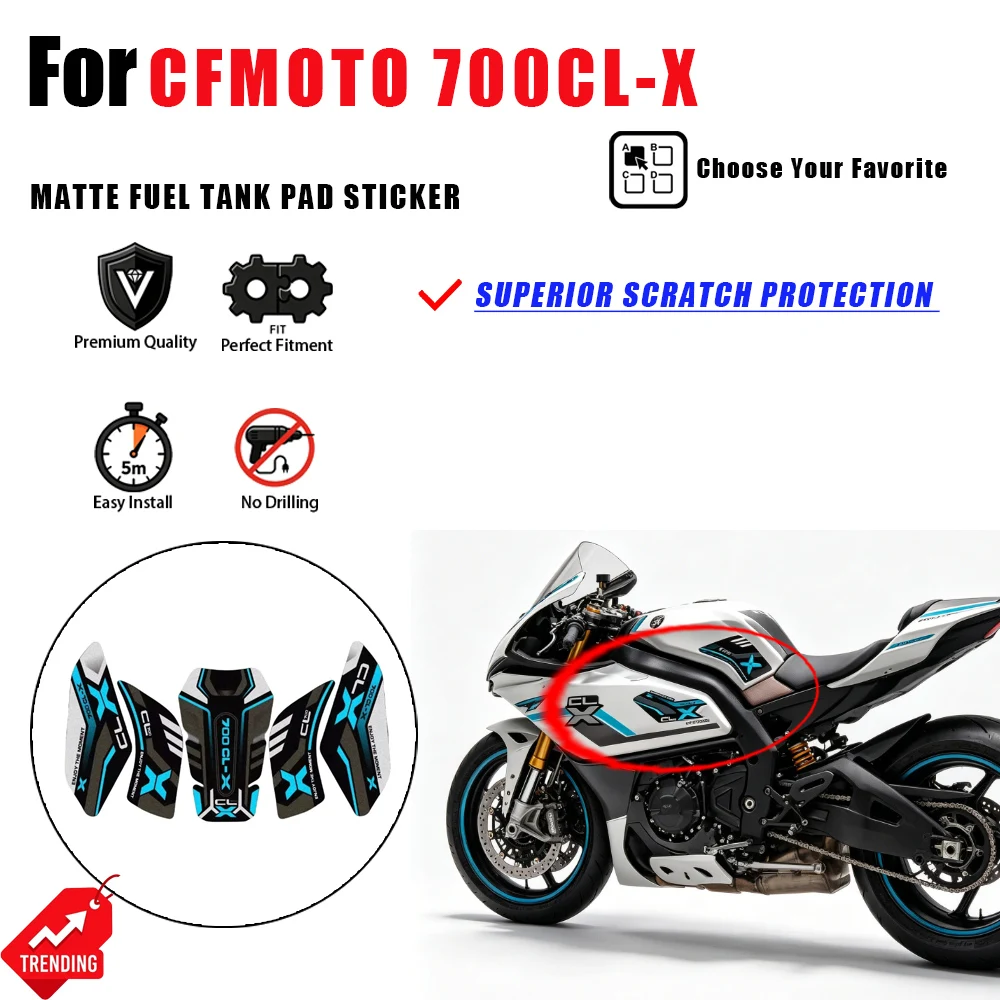 

For CFMOTO 700CLX 700 CL-X Fuel Tank Pad Sticker Matte Fishbone Anti-slip Protector Decal Accesorios Moto Adhesivos Moto Parts