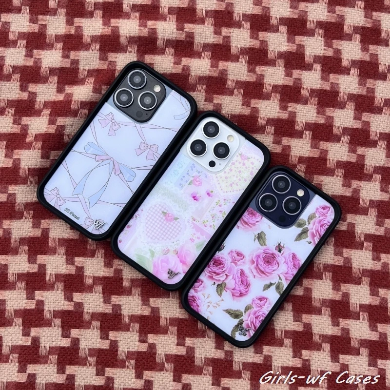 Wildflower Girls Rose Bow scarf Phone Case for iPhone 12 13 14 15 16 Pro Max Plus 16Pro 16plus Wild wf amusement park Cover