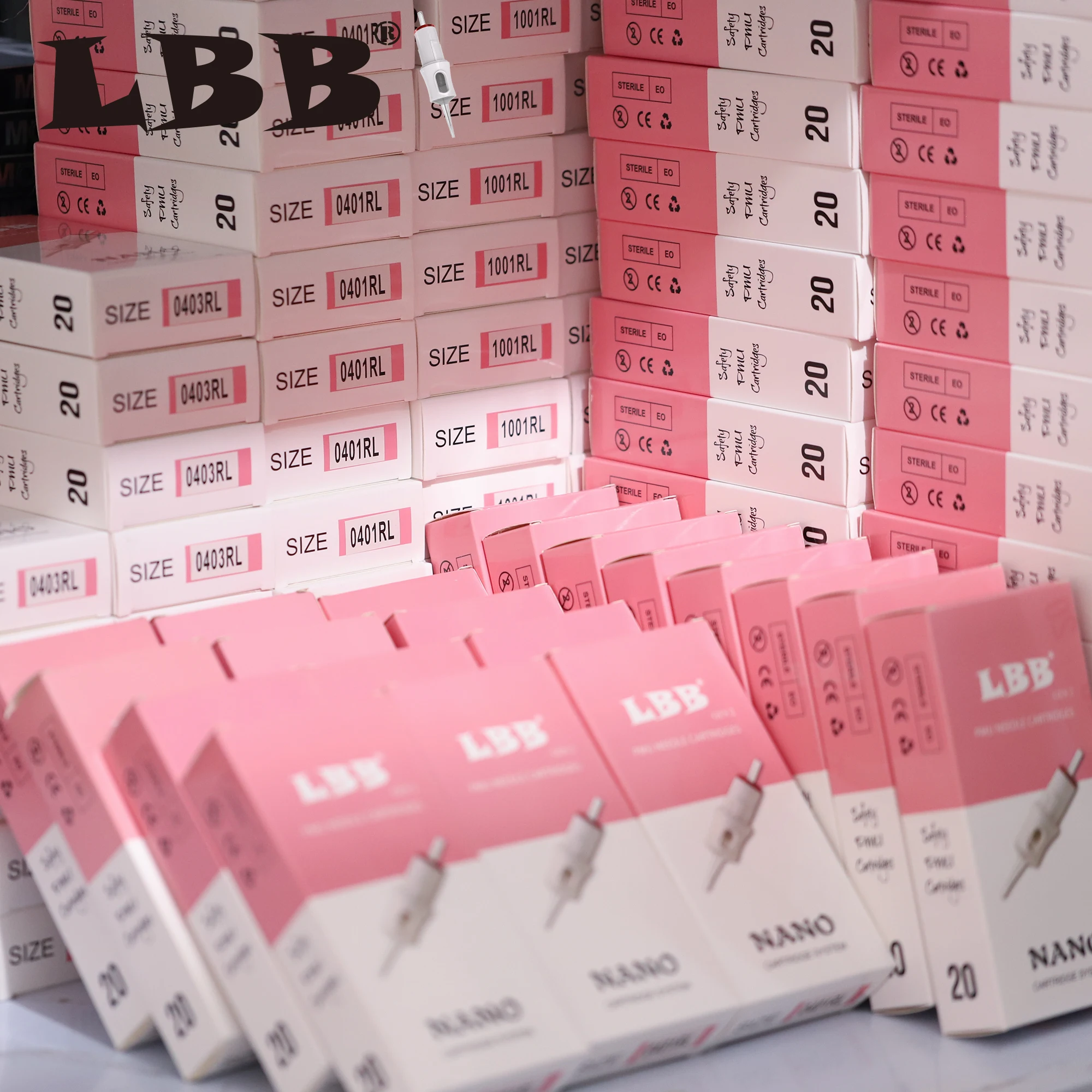 LBB PMU 20PCs Disposable Sterilized Tattoo Cartridge Needle SMP Permanent Makeup Body Art 0.18mm 0.20mm0.25mm Round Liner/Shader