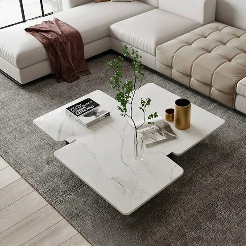 Italian light luxury rock slab coffee table modern simple home living room creative tea table special-shaped design