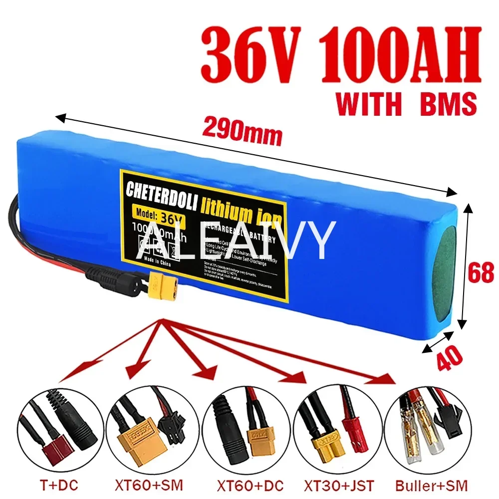 

NEW 36V 100Ah 18650 Rechargeable Lithium Battery Pack 10S3P 1000W Power Modified Bicycle Scooter Electric Vehicle with BMS