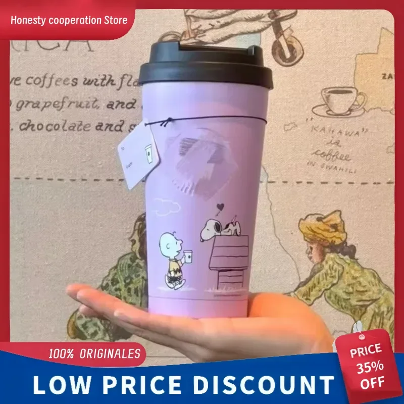

2025 Miniso Purple Snoopy Stainless Steel Mug Coffee Mug Kawaii Desktop 473 Ml 304 Stainless Steel Cup Cute Birthday Gift Cup
