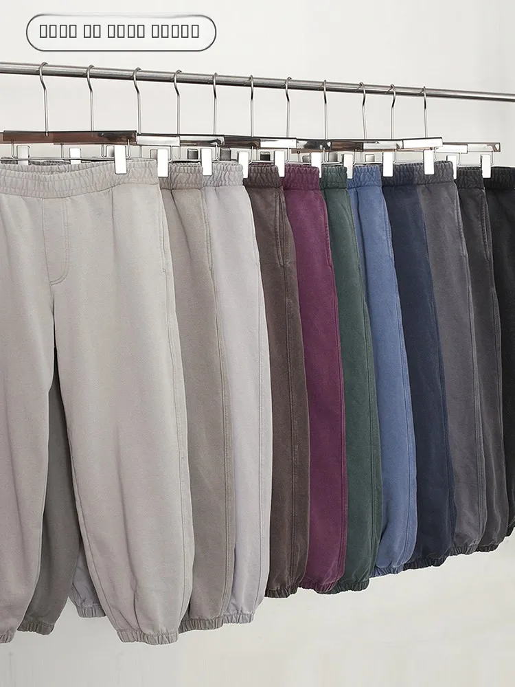 

Vintage Waed Pure Cotton Spor Trousers with Dstring Elastic Ankle for Men in Colors Casual Loose Fit Long Pants