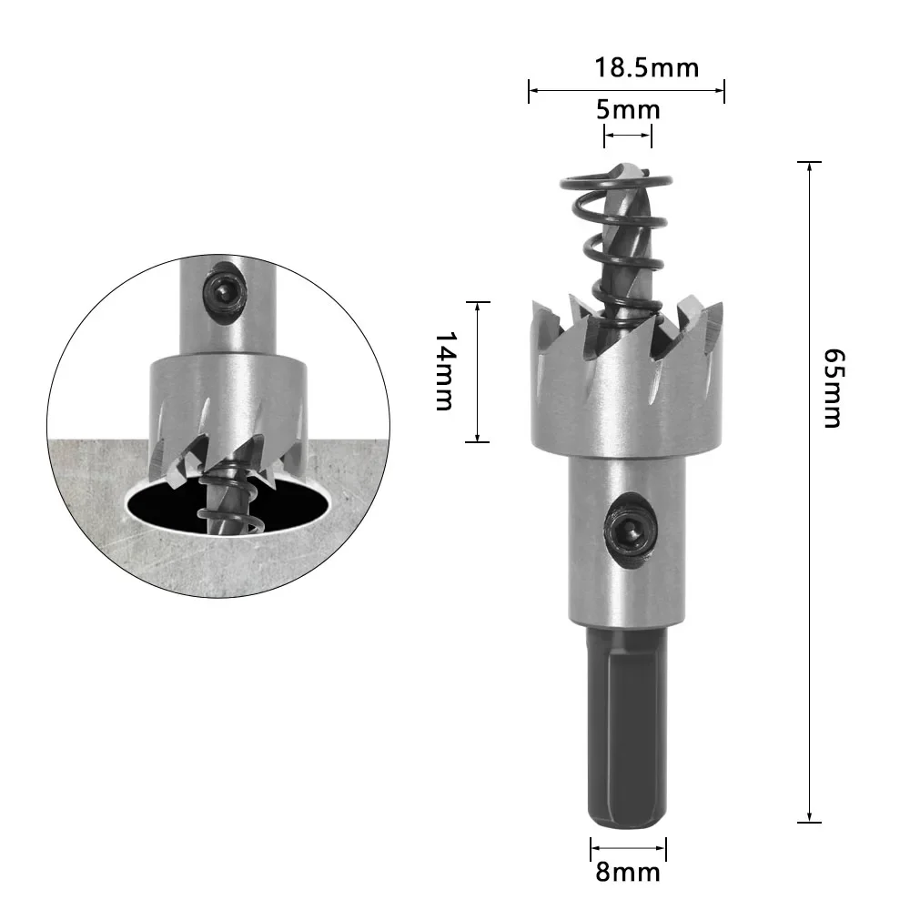 5Pcs Carbide Tip HSS Drill Bit Hole Saw Set Stainless Steel Metal Alloy 16/18.5/20/25/30mm Woodworking Tools