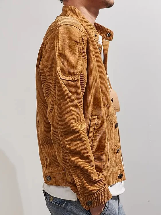 

Американская рабочая одежда Jaet, мужское высококачественное вельветовое пальто с воротником-стойкой, осенний новый модный топ в стиле ретро Гонконга Sle