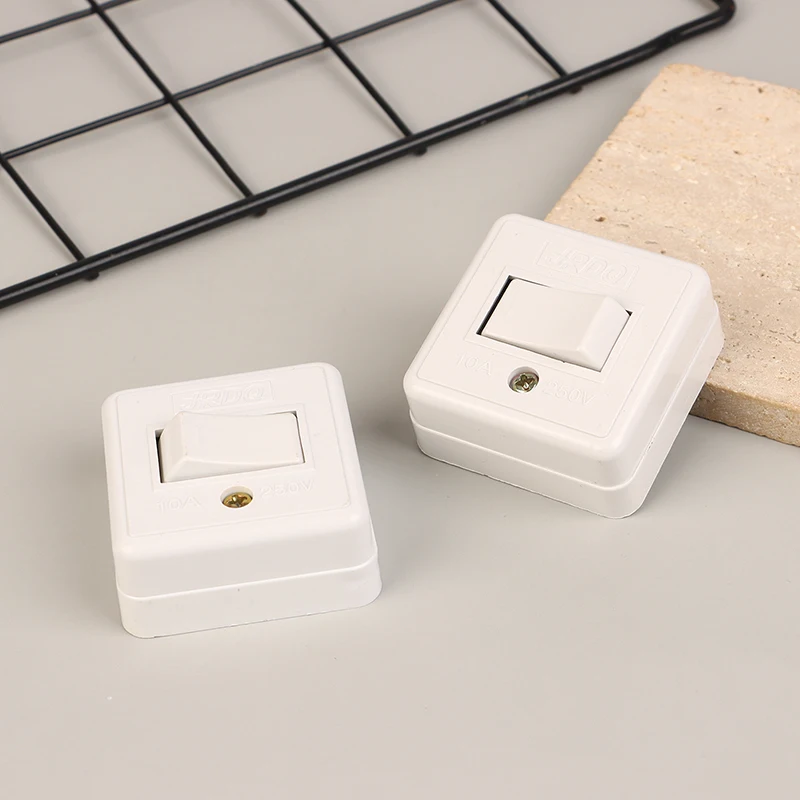 

10pcs Hand-held Bedside Switch Square Flat Button Single Control Switch Wiring Button Rocker
