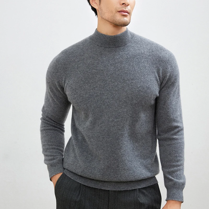 Classic Men's 100% Pure Cashmere Sweater Half-Turtleneck Pullover Style for Autumn/Winter Collection