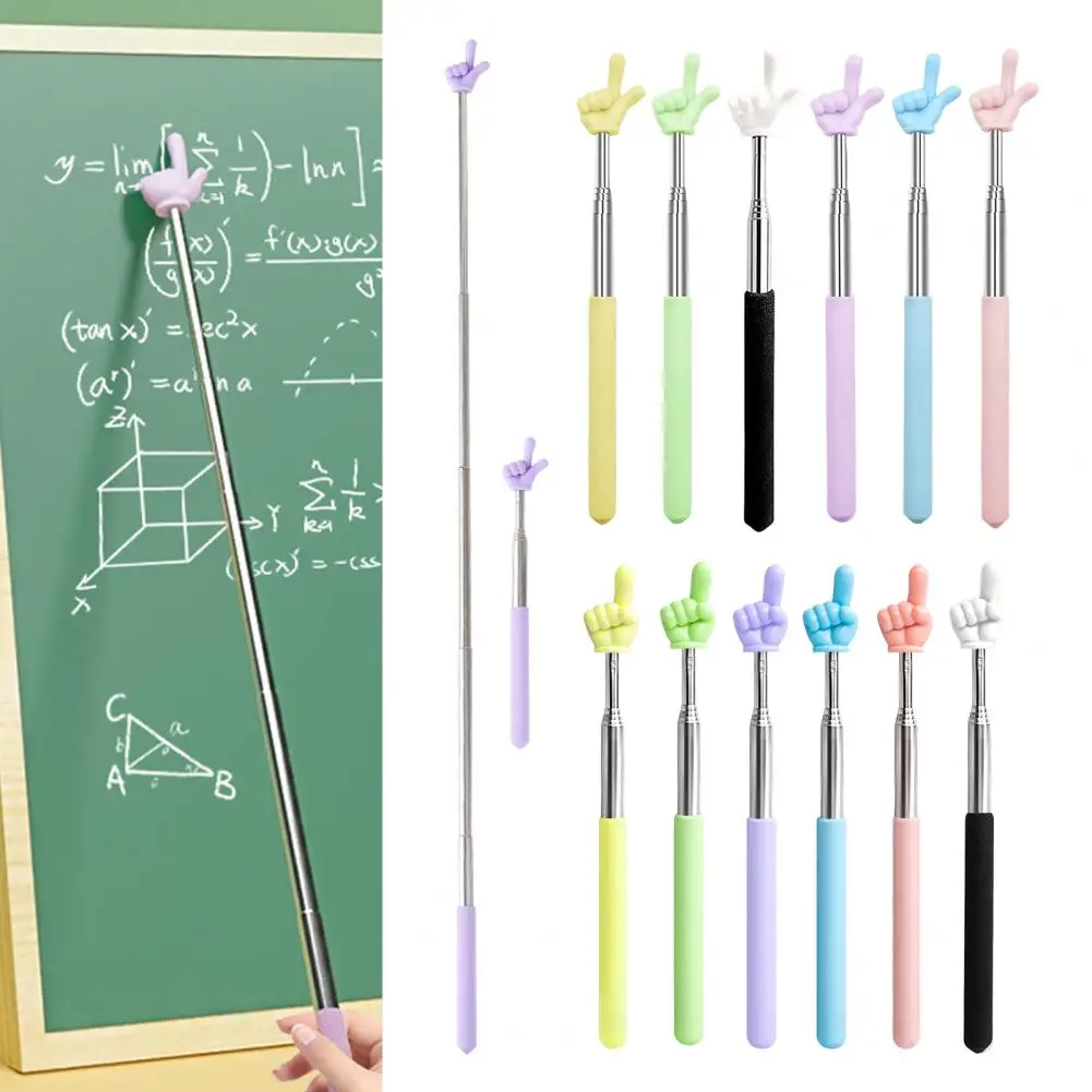 Ponteiro telescópico para professores, 21.5-68cm, vara de dedo extensível, varinha guia portátil para apresentação escolar, material de ensino