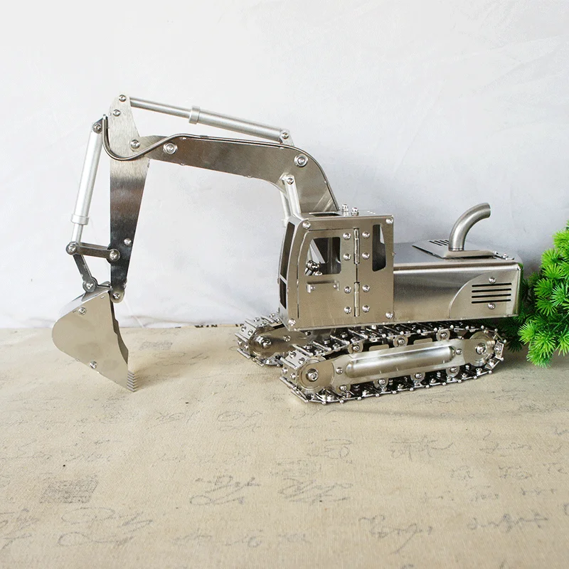 Creative, stainless steel, SMG excavator model, adjustable joints, gift for children, home decoration