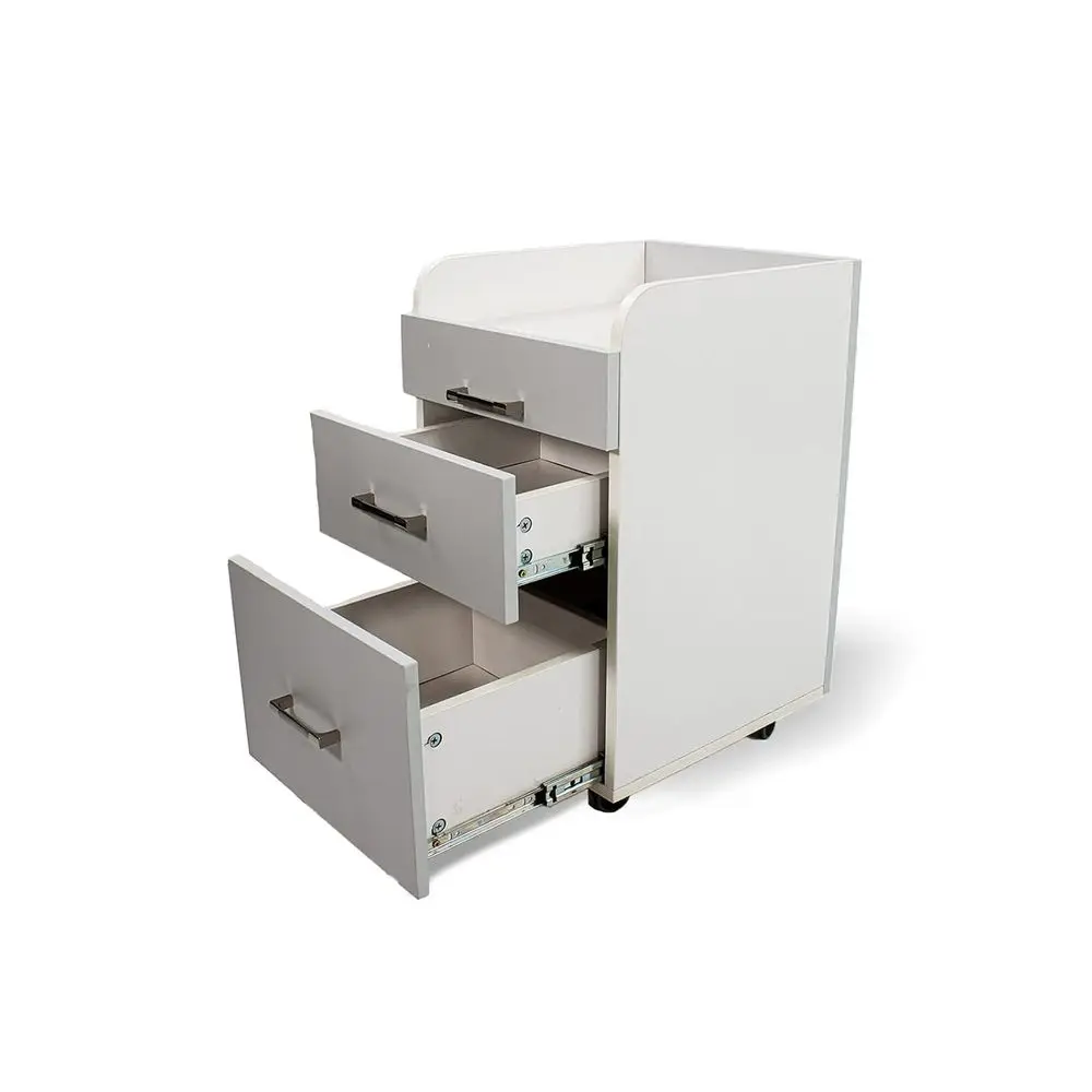 عربة باديكير دوارة مع أدراج تخزين لصالونات الأظافر والمنتجعات الصحية، أبيض/رمادي رمادي رمادي رمادي