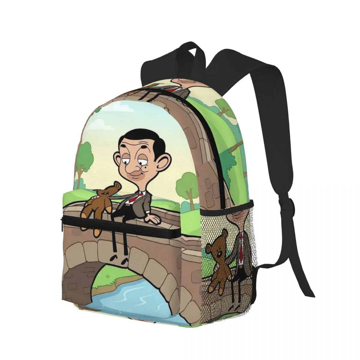 Mr Bean Cartoon  Student Backpack School Bag Hiking Travel Daypack for Men Women Bookbag Shoulder Bags