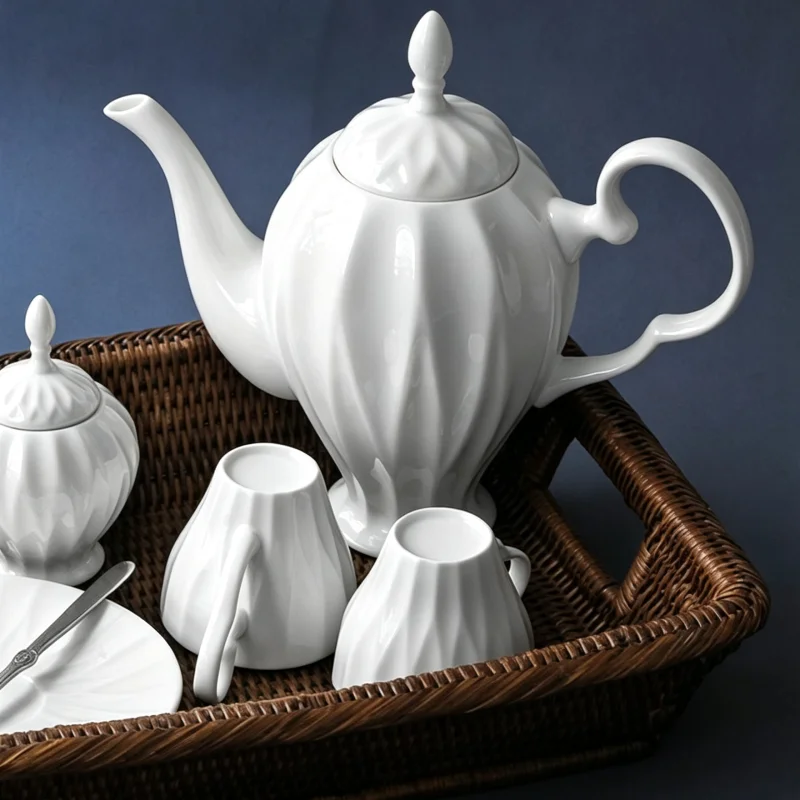 21pcs set, real bone china tea pot and mug set, royal creative design, tazas chip tea cup, nespresso coffee cup, taza cafe set