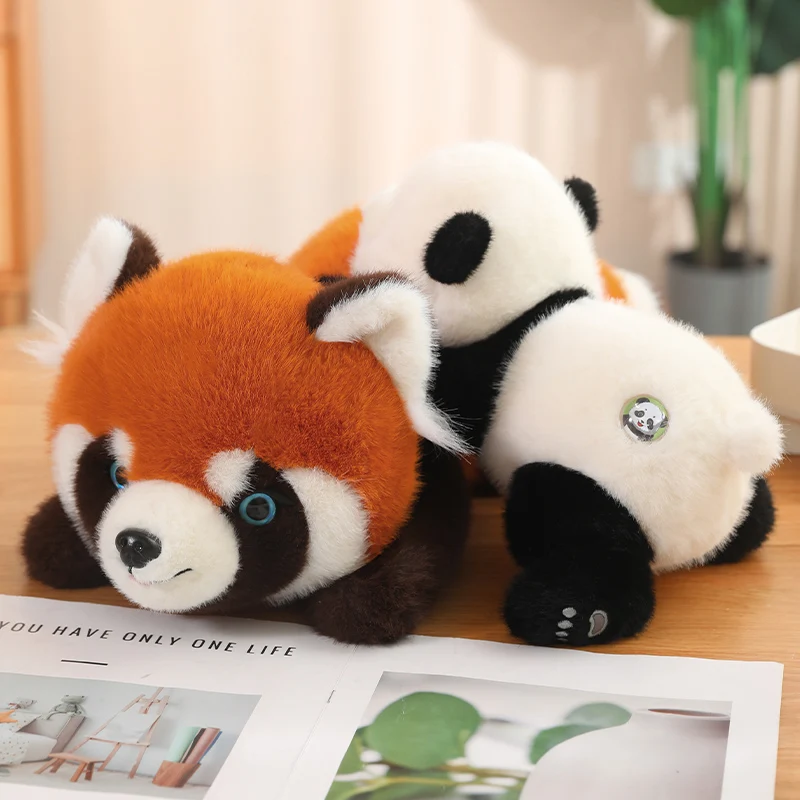 Kawaii Fluffly Giant Panda หมอน Plush ตุ๊กตาสัตว์ตุ๊กตาเด็ก Appease ตุ๊กตาของเล่น Creative Lesser Pandas กระเป๋าเป้สะพายหลังของขวัญ