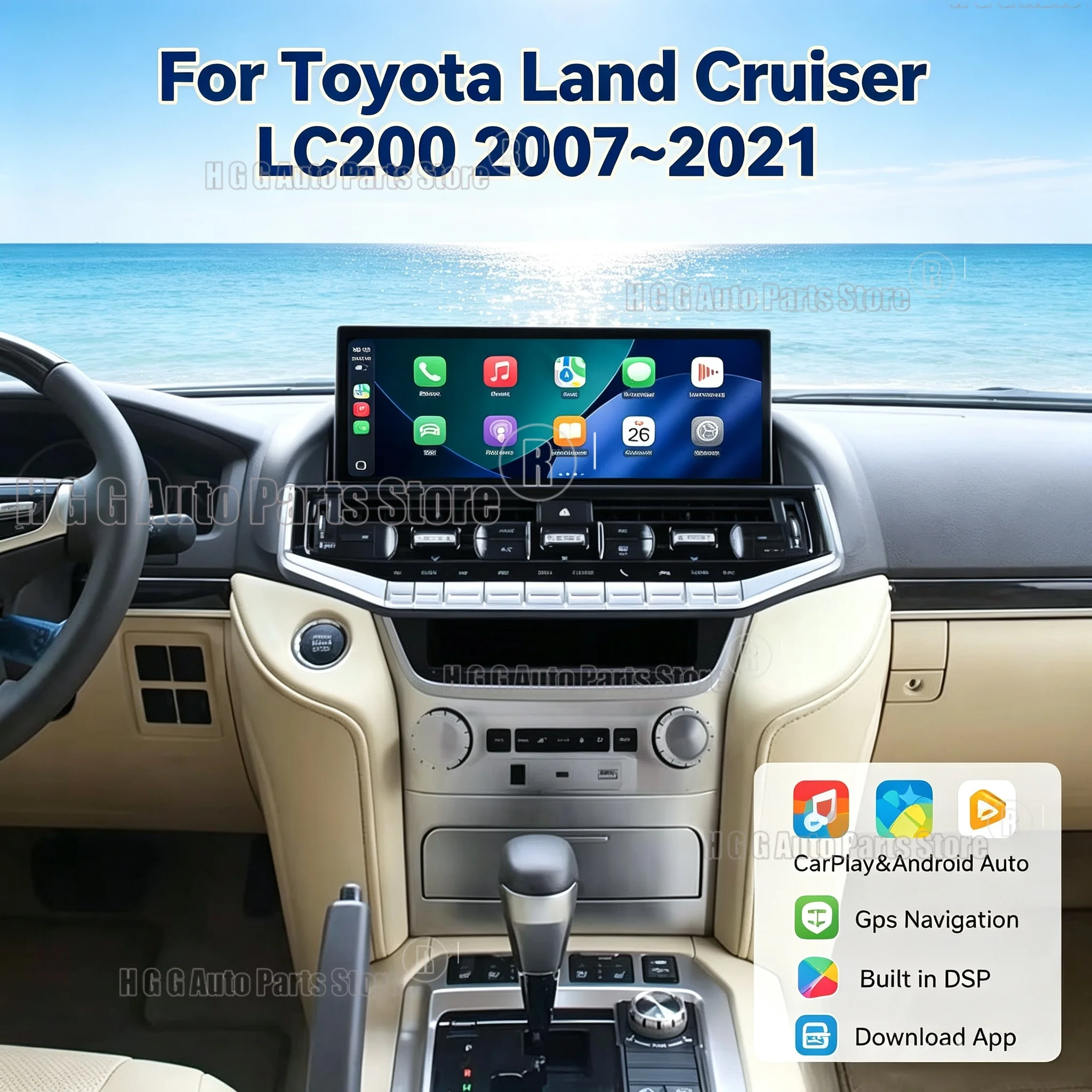 12.3 Inch Qualcomm Android Car Multimedia Automotive For Toyota Land Cruiser LC200 2007~2021 GPS Navigation Car Radio Head Unit